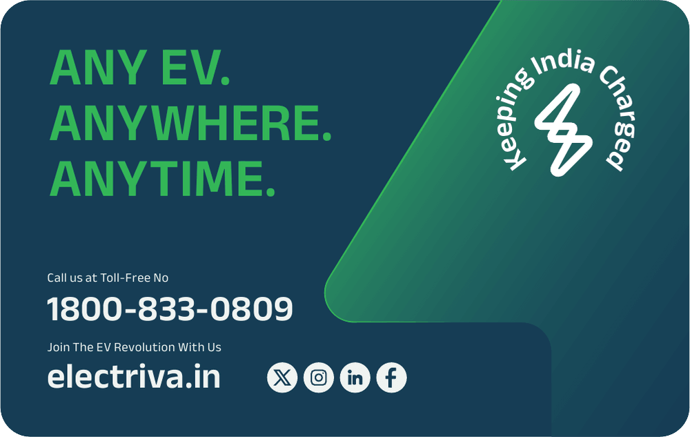 Electriva RFID card, back: Any EV. Anywhere. Anytime.