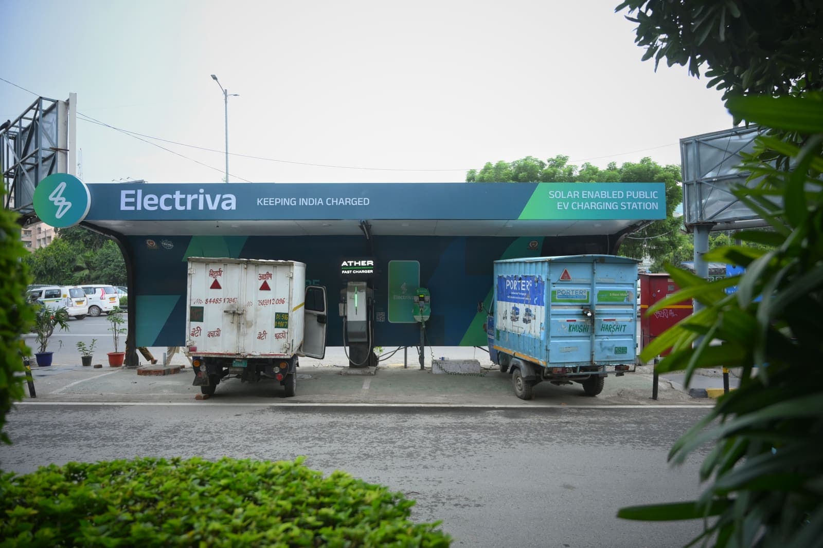 A solar-enabled Electriva charging station